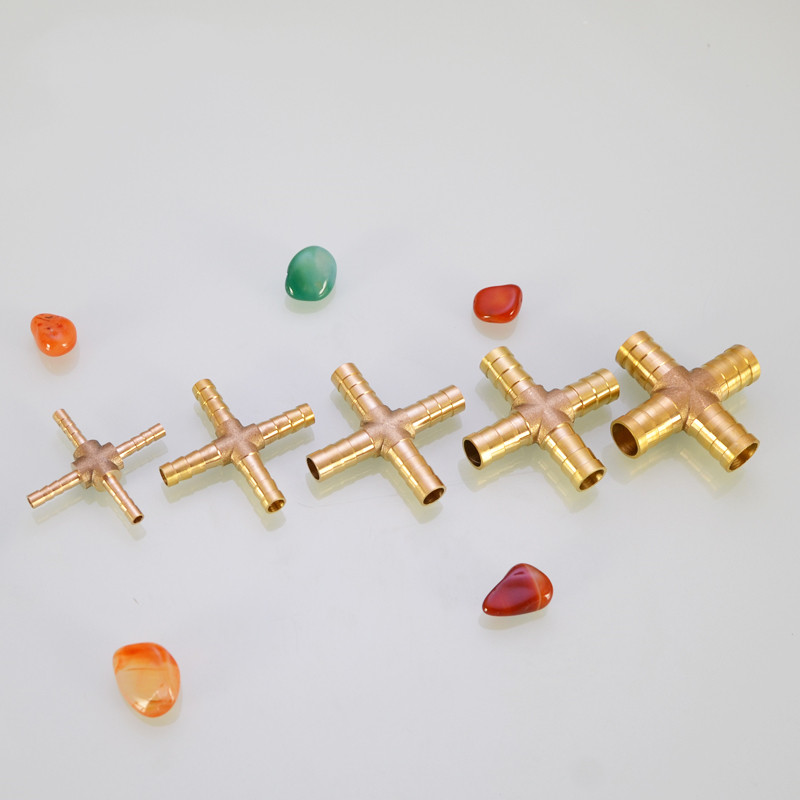 Cross Shaped Brass Pipe Fitting 4 Way 4mm 6mm 8mm 10mm 12mm Hose Barb Connector Joint Copper Barbed Coupler Adapter Coupling