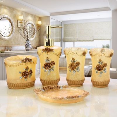 Beautiful butterfly floral 5PCS Resin Bathroom Accessories Set Soap Dispenser/Toothbrush Holder/Tumbler/Soap Dish white: 4