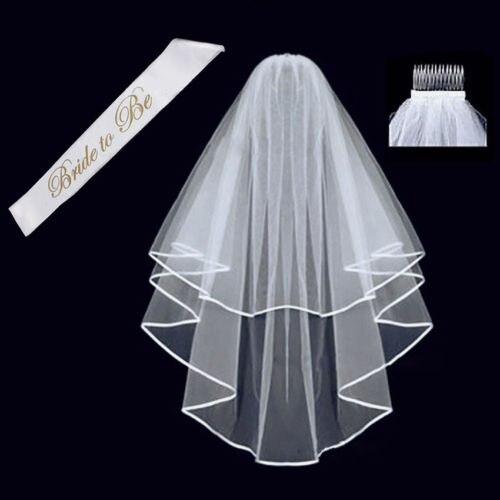 Bride Bridesmaid Lace WCrown shoulder strap Wedding Veil Two-piece Shoulder Strap Etiquette Unilateral Bachelor party favors: veil and  strap