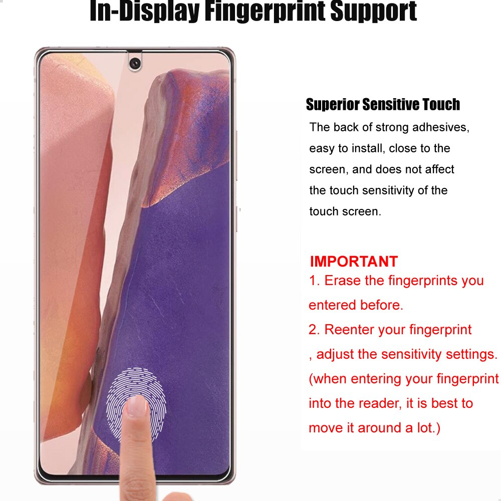 (Fingerprint Unlock) Glass For Samsung Galaxy Note 20 5G / 4G Tempered Glass Screen Protectors Protective Guard Film HD Clear