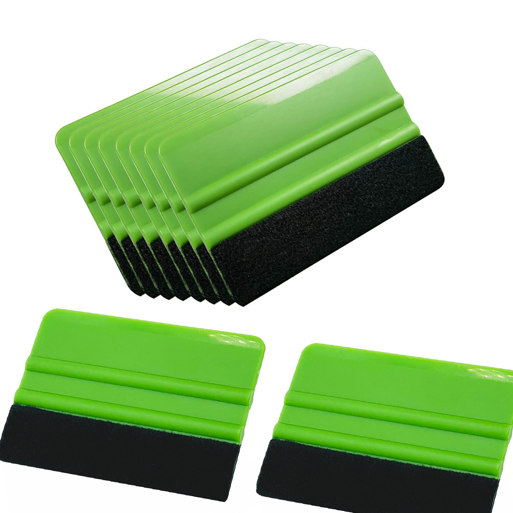 TOFAR 10Pack Vinyl Squeegee with Fabric Felt Buffers Car Wrap Tinting Film Install Tool Window Spatula Decal Stickers Scraper: green