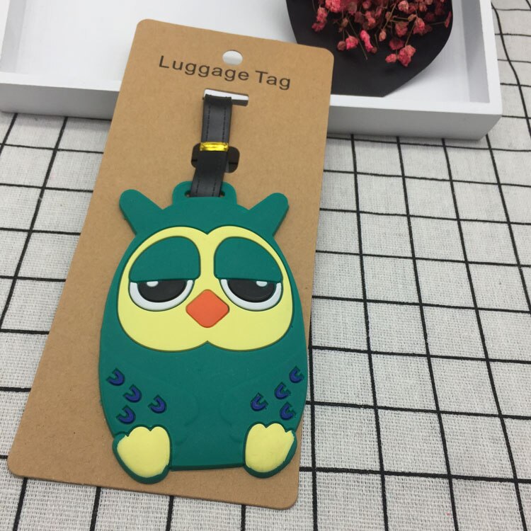 Suitcase Owl Luggage Tag Cartoon ID Address Holder Baggage Label Silica Ge Identifier Cute Travel Accessories