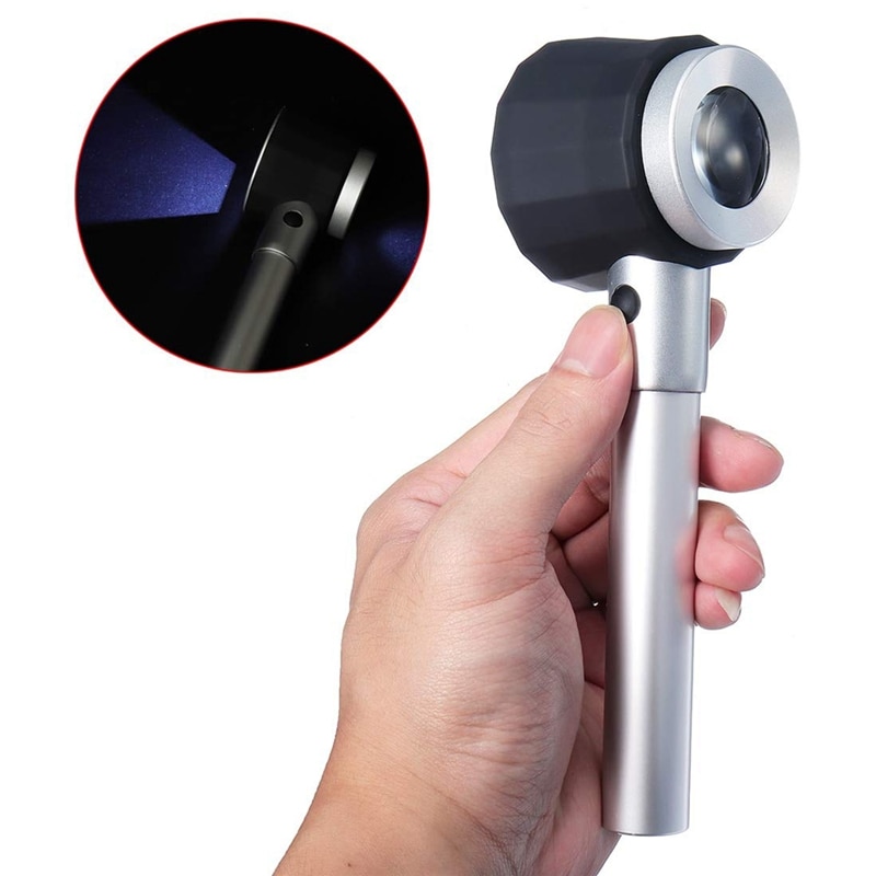 TOP Handheld 45X Folding Linen Tester Metal Magnifiers Cloth Thread Counter Magnifier Magnifying Glass with Light Calibration