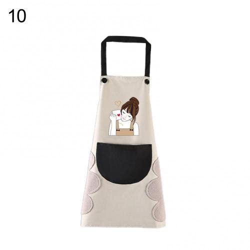 1Pcs Waterproof Anti-Oil Kitchen Apron Cartoon Girl Women Home Kitchen Aprons Waist Bib Nail Shop Apron for Women Baking: 0010