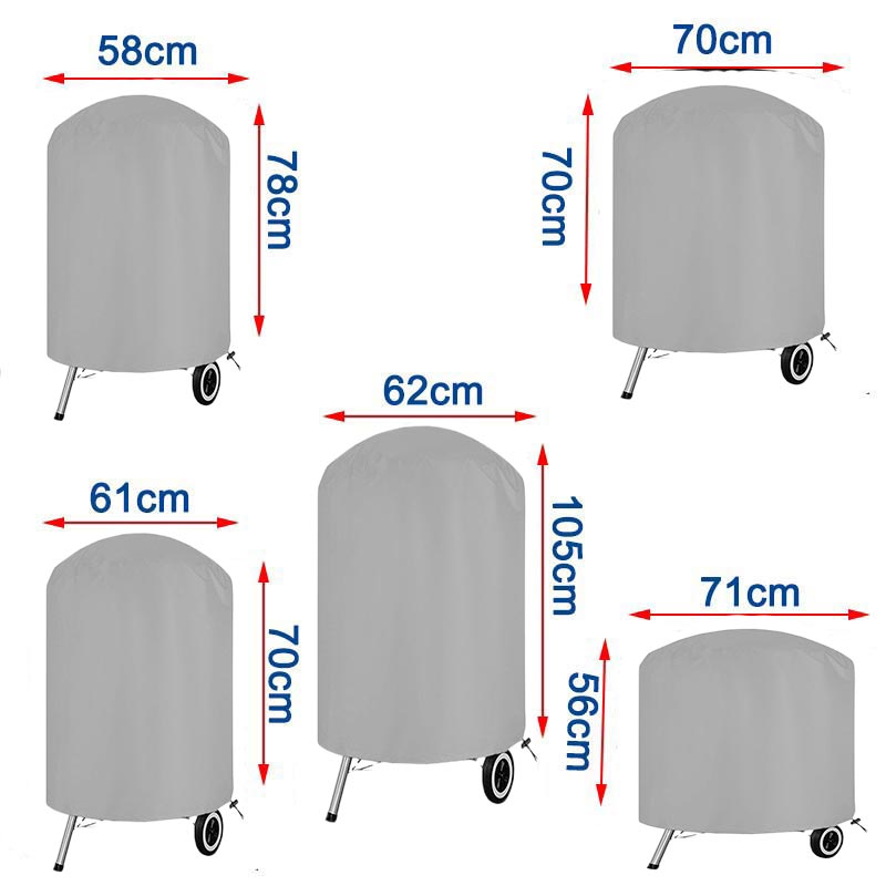 210D Outdoor Barbecue Cover Duty Grill Cover Rain Protection BBQ Cover Round Grill Grey Garden Dust Waterproof Weber Heavy Hood