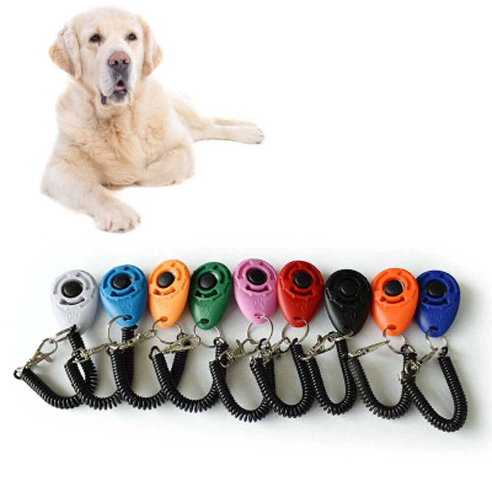 1 Stuk Pet Kat Hond Training Clicker Plastic Honden Klik Trainer Hulp Te Verstelbare Polsband Geluid Sleutelhanger hond Repeller