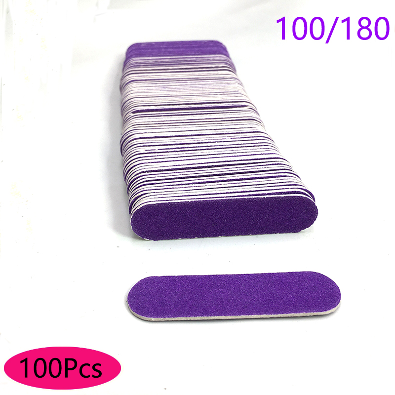Limas de madera desechables para manicura, papel de lija, pulido, Mini lima de uñas, 100 Uds.: Purple