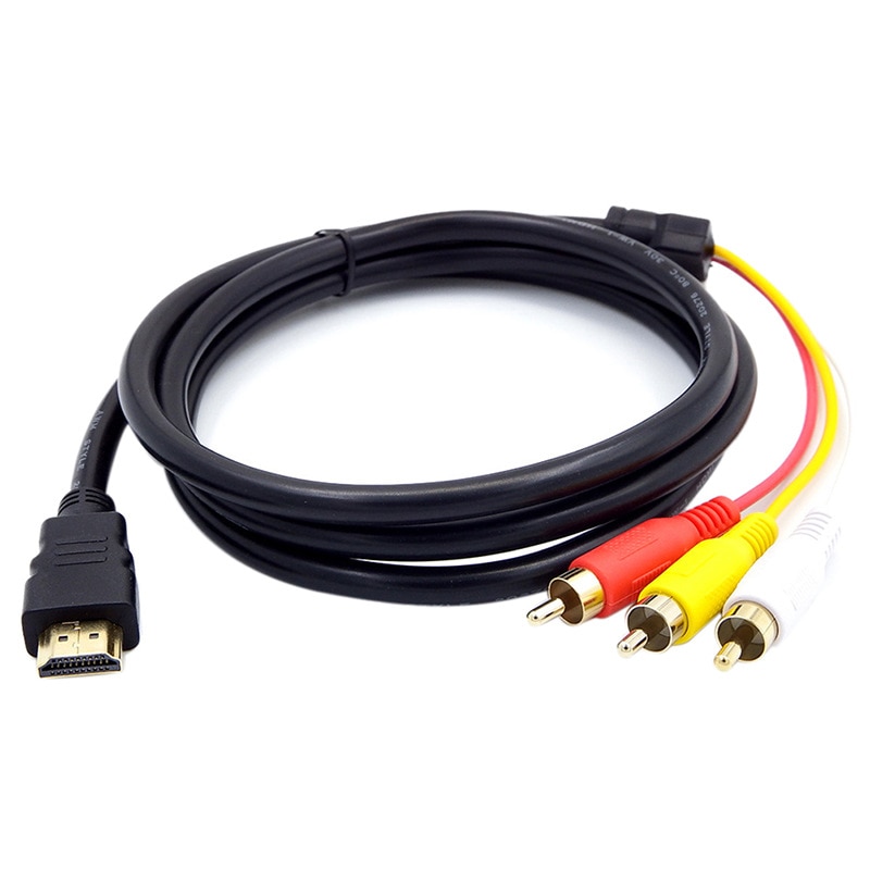 HDMI-Compatible con macho a 3 RCA, Cable adaptador AV de Audio y vídeo, 3RCA, componente convertidor estéreo para decodificador de TV, DV, DVD, PC