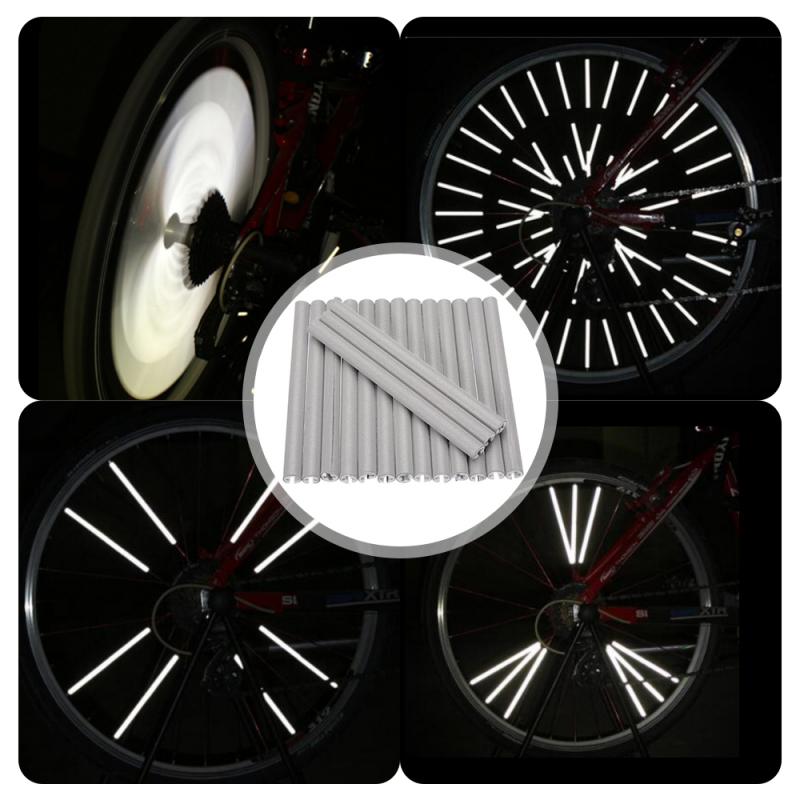 12 Stuks Fietswiel Reflecterende Buis Fiets Spaken Reflector Licht Strip Waarschuwing Tape Fiets Spoke Night Wielen Sticker