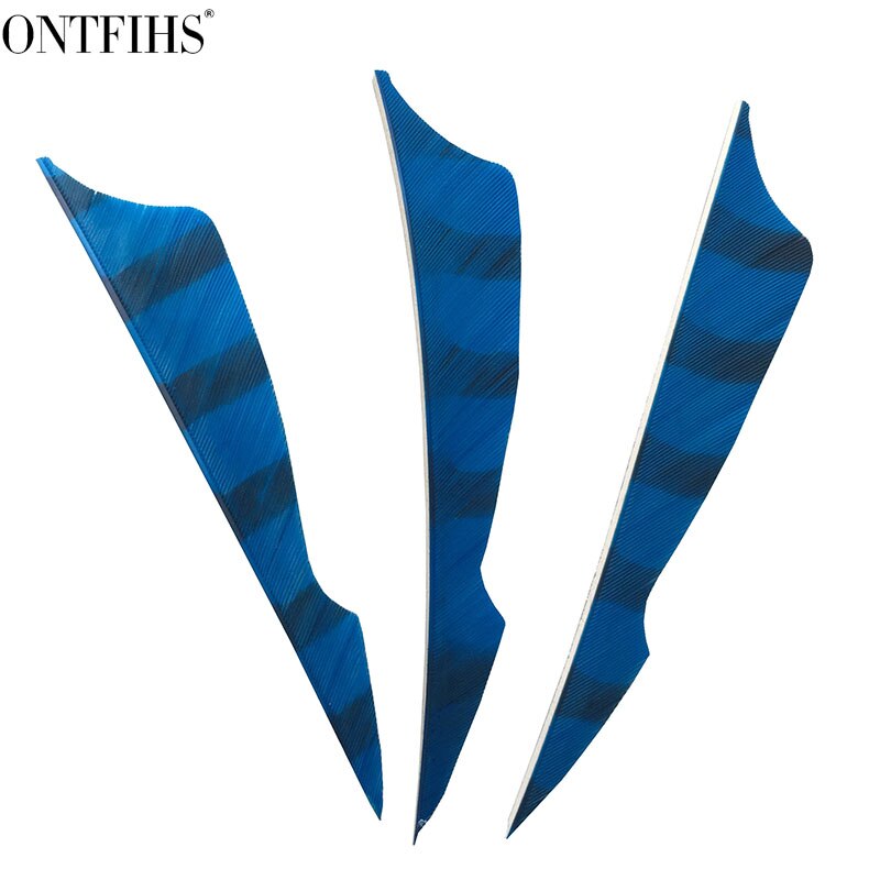 ONTFIHS RW-50 pièces 4 "rayé Double multicolore piqûre Arrrow plume Fletching pour tir à l'arc flèche accessoires Fletches plumes: Bleu ciel