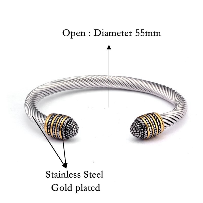 Vintage Stainless Steel Sporty Men Male Charm Bracelets Bangles Trendy Snake Chain Braided Open Cuff Bangles