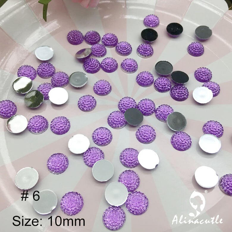 100pc 10mm gems flat bottom flat back round diamond crystals Stone Stickers gem DIY handmade Art Crafts Scrapbooking crystals: No 6 light purple