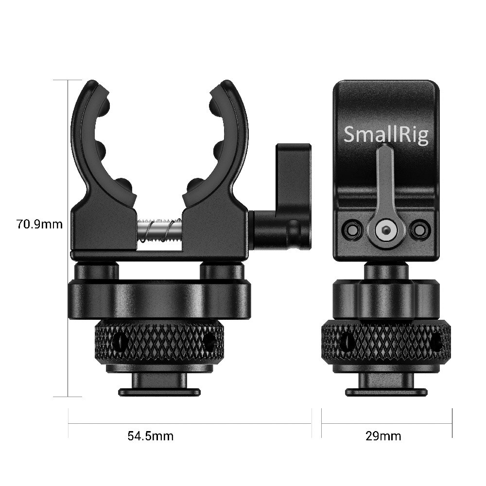 Supporto per microfono a gabbia per fotocamera DSLR SmallRig (scarpa fredda) con supporto per morsetto antiurto per microfono diametro 19-25mm-2352