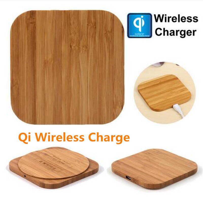 Draadloze Universele Snellader Bamboe Houten Qi Standaard Draadloze Oplader Voor iPhone X Mobiele Telefoon Draadloos Opladen 12.2