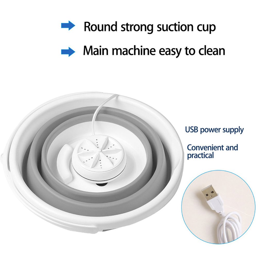 Mini Ultrasonic Washing Machine Portable Automatic Turbo Electric Roller Rotating Washer Equipment Essential for Home Travel
