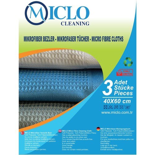 Miclo chiffon microfibre de nettoyage (Pella En) 3 pièces grande taille cuisine absorbant Micro lingette épaisse nettoyage nappe serviette de cuisine