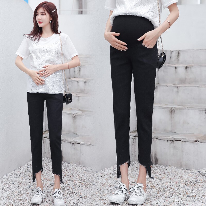 8281# Maternity pants Spring Autumn cowboys Maternity Jeans Belly Support Pants Support Abdomen Elastic Waist Maternity Trousers