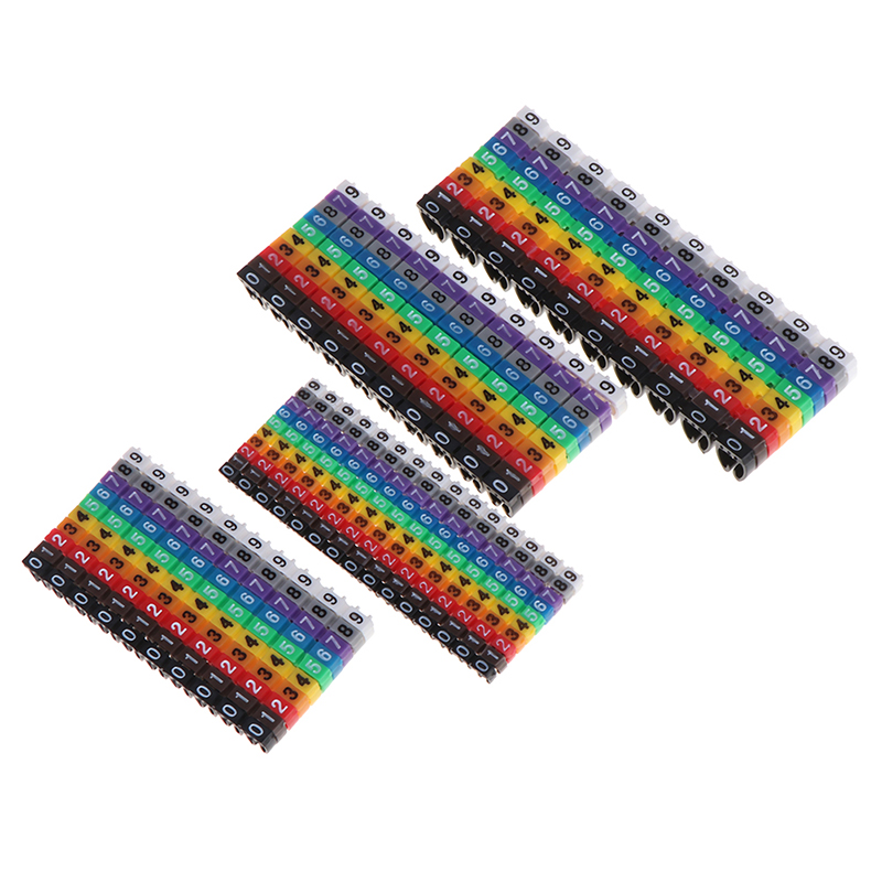 100/150 stk kabelmarkører farverig c-type markeringsnummeretiket til 2-3mm ledninger