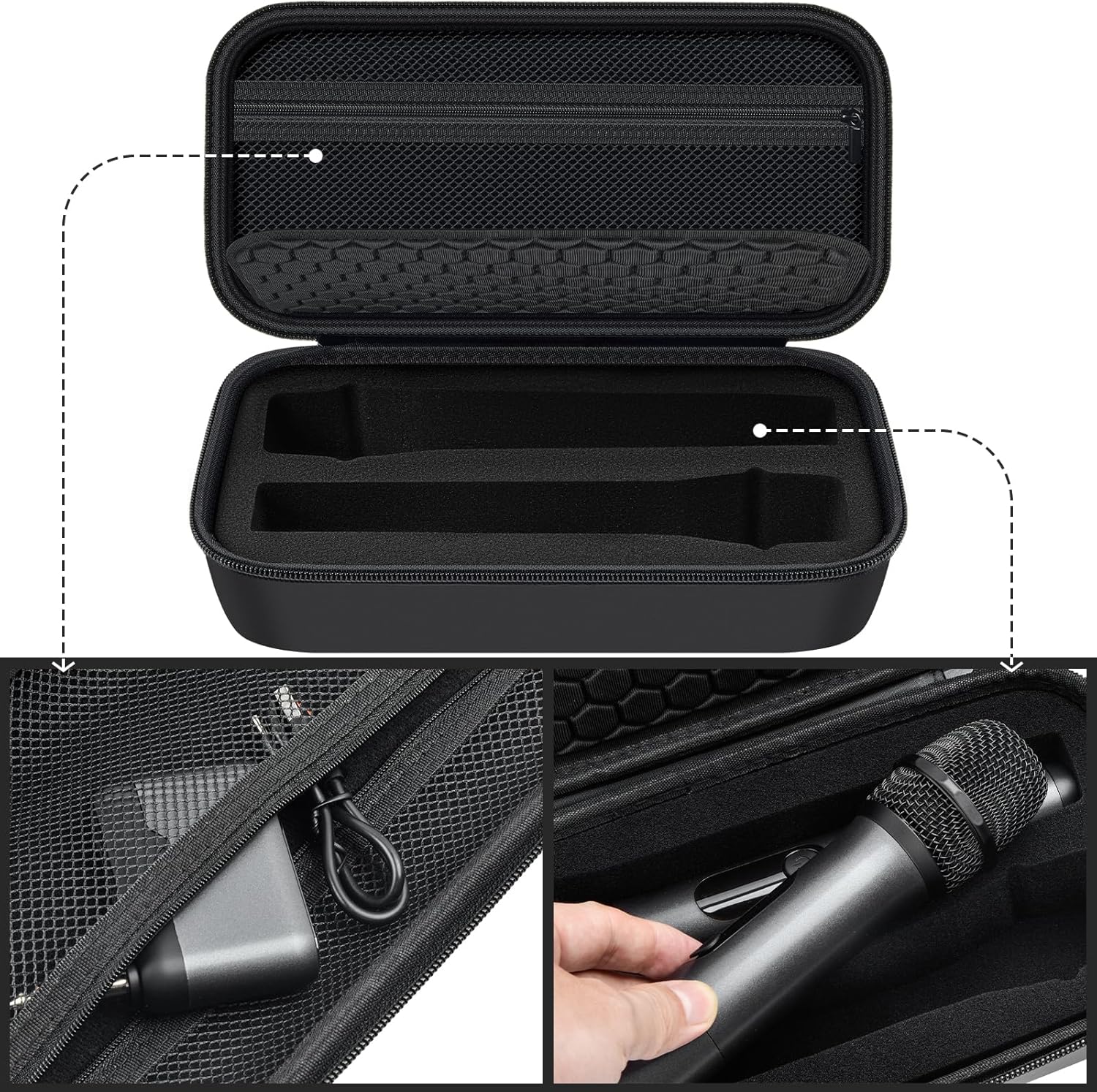 (nur Hülle) Schutzhülle für kabelloses Mikrofon, kompatibel mit JBL Wireless Two Microphone System, tragbare Reise-Aufbewahrungstasche mit zwei Mikrofonen