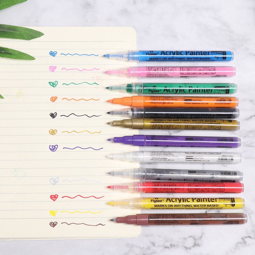 Peintures,4 8 12 15 24 36 Couleurs Stylo Marqueur De Peinture Acrylique