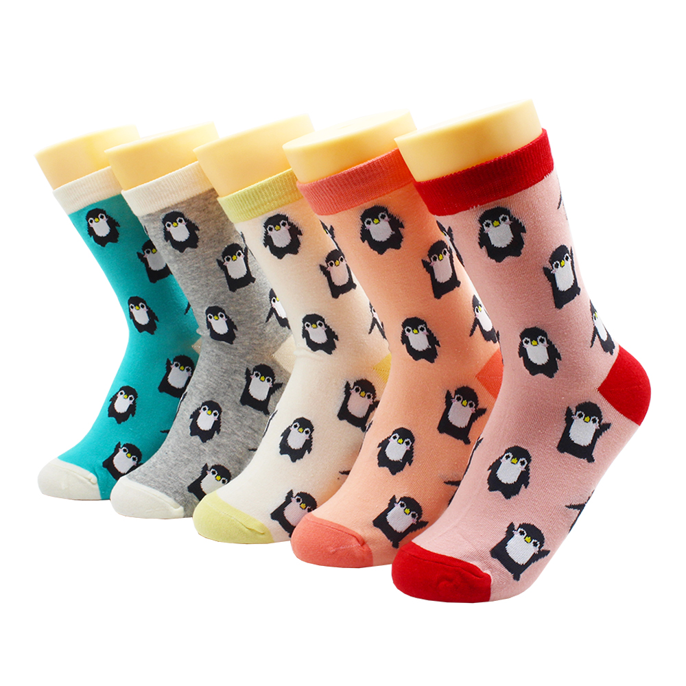 5 Pairs Harajuku Hip-Hop Animal Print Cotton Women Socks Korean Kawaii Cute Cartoon Cat Dog Duck Girl Socks: SKY BLUE