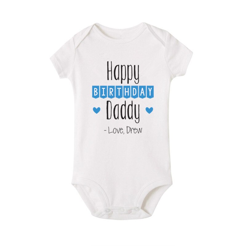 Happy Birthday Dad Printed Baby Rompers Cotton Infant Body Short Sleeve Clothes Baby Jumpsuit Baby Boy Girl Clothes: 18-24M