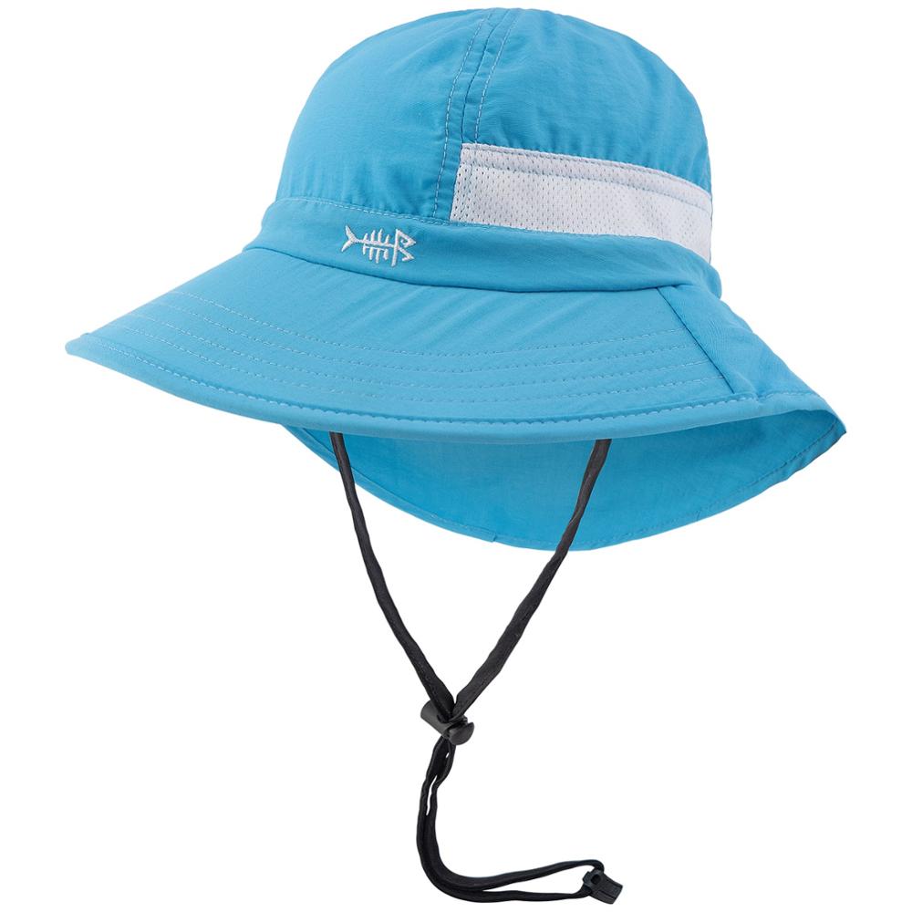 Bassdash UPF 50+ Kids Sun Hat with Wide Brim Neck Flap Mesh Vent for Boys Girls: Light Blue / M