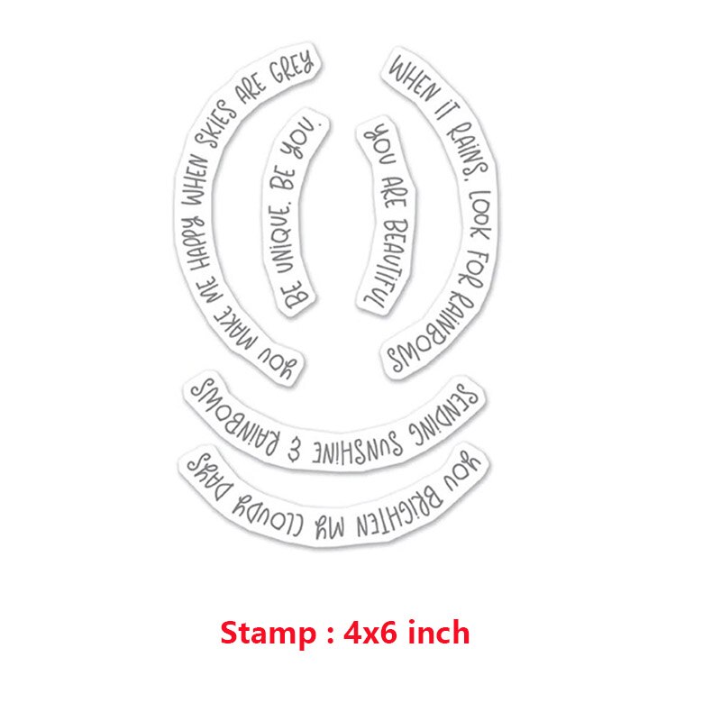 Troqueles de corte de arcoíris divertidos, frases, venas, sellos transparentes, plantillas para manualidades, álbum de recortes, tarjetas de papel,: Stamps 2
