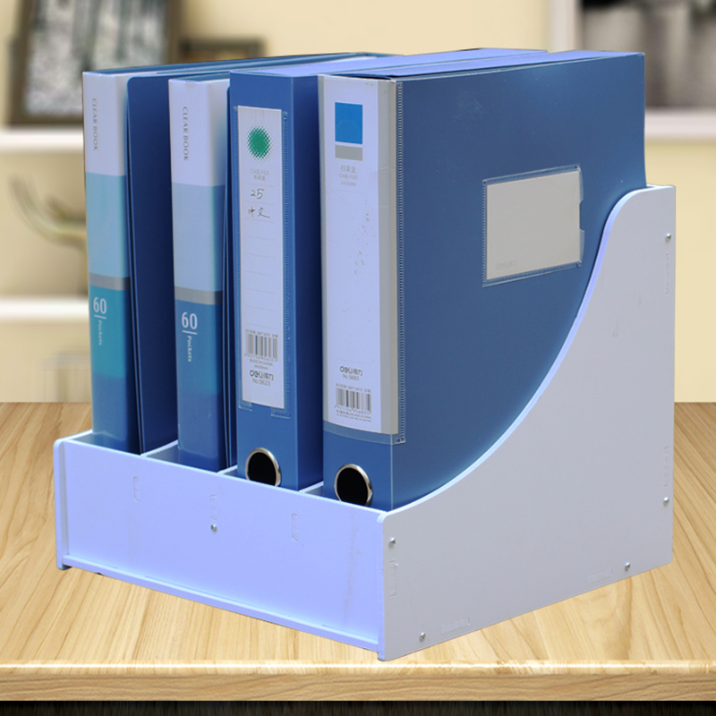 DIY wood table bookshelf office file document holder desktop Stationery Storage Organizer pen containers