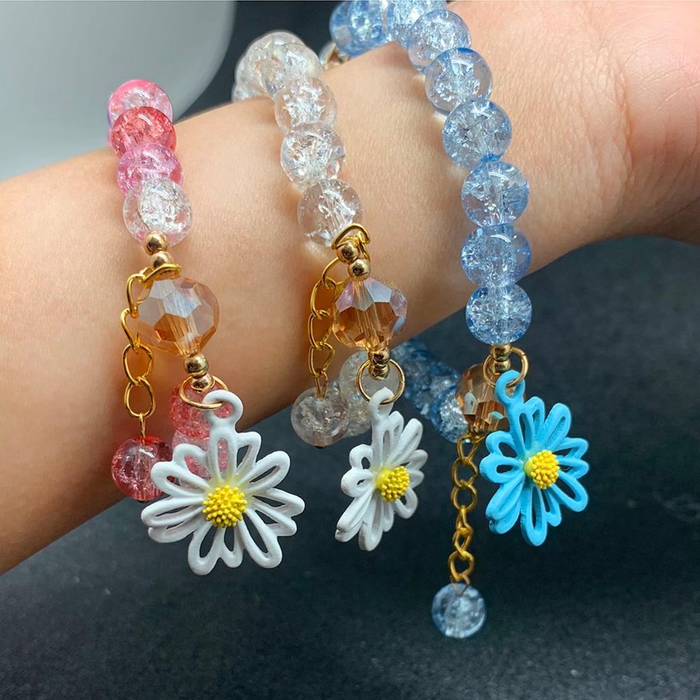 Bohemian Handmade Blume Form Lange Quaste Glas Armband Seld Baumeln Sets Frauen Multi Farbe Armbänder Schmuck Weihnachten