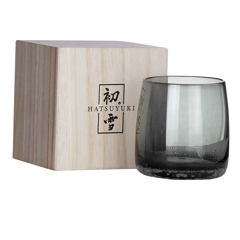 Japansk stil grå basalt whiskyglas krystal brandy snifters xo vinglas kop whisky tumbler skyld skål med trækasse: 1 stk