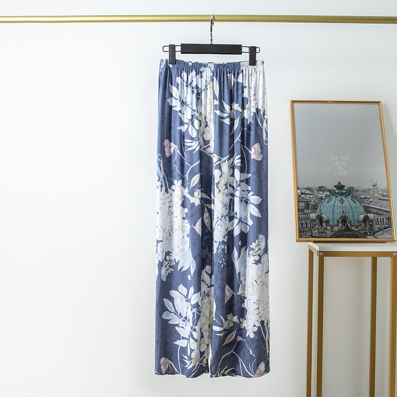 Pyjama en coton et lin pour femmes, style décontracté, confortable et fin, pantalon à jambes larges, pour la maison, en rayonne, grande taille: 012