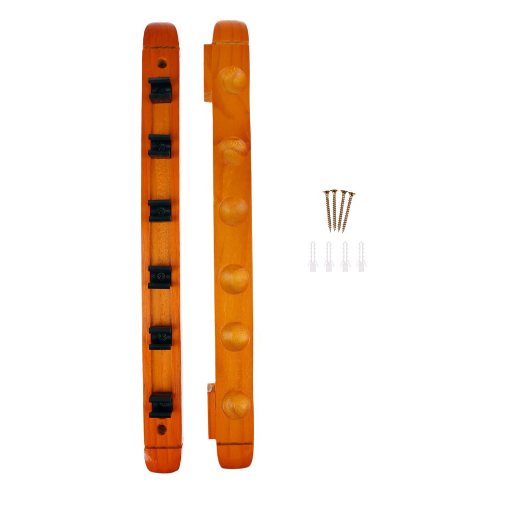 Wooden Billiards Snooker Pool Cue Wall Rack Stick Holder Can Hold 6 Cues