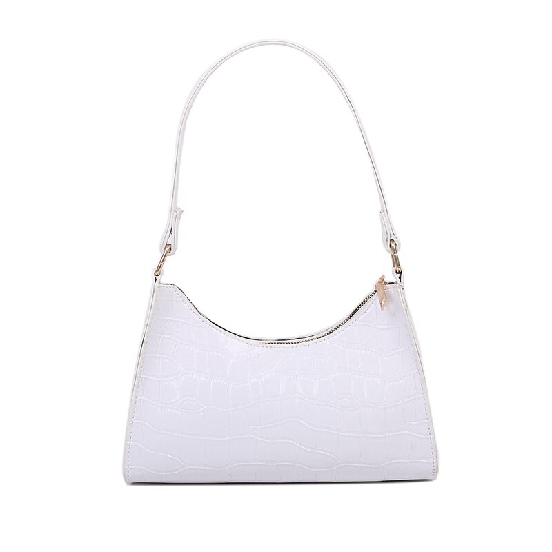 Padrão de crocodilo couro do plutônio do sexo feminino bolsa ombro moda senhoras axila saco do vintage bolsas bolsa baguette pequena embreagem: white