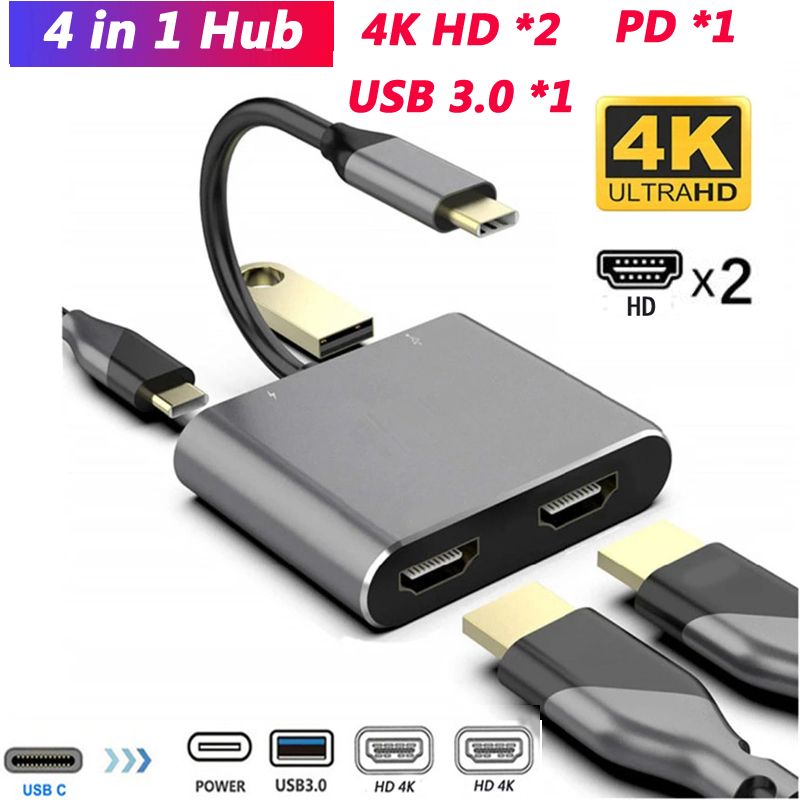 Usb Type C Hub Naar Dual Monitor Laptop Docking Station 2 Hdmi-Compatibel Pd Usb Mst Adapter Voor Macbook pro Samsung