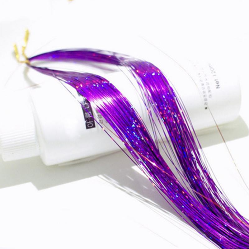 Glitter hår glitter bling hår dekoration syntetiskt hår glitter regnbåge glitter extensions falska hårstrån festaccessoarer