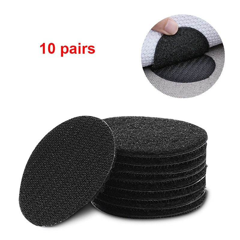 10Pairs Sterke Zelfklevende Sluiting Stickers Sofa Laken Anti Slip Lijm Haak Lus Tape Herbruikbare Nylon Vaste Sticker: 10pairs black