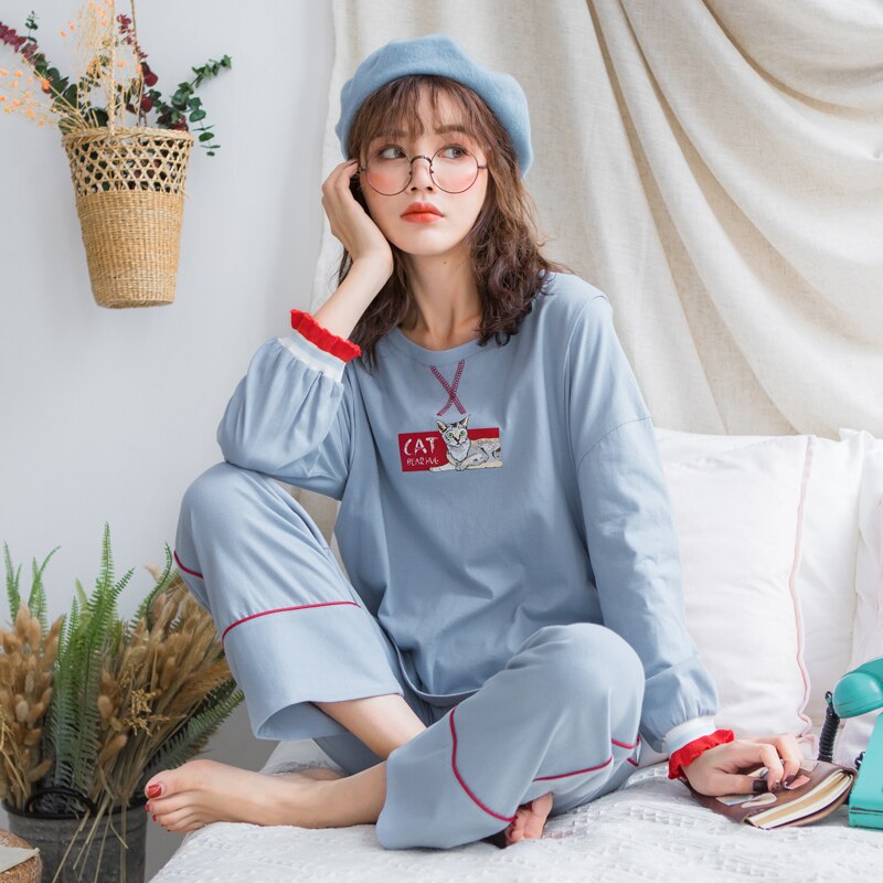 Maternity Nursing Pajamas Spring Autumn Cotton Breastfeeding Sleepwear Postpartum Feeding Clothing Pregnancy Nightwear Set
