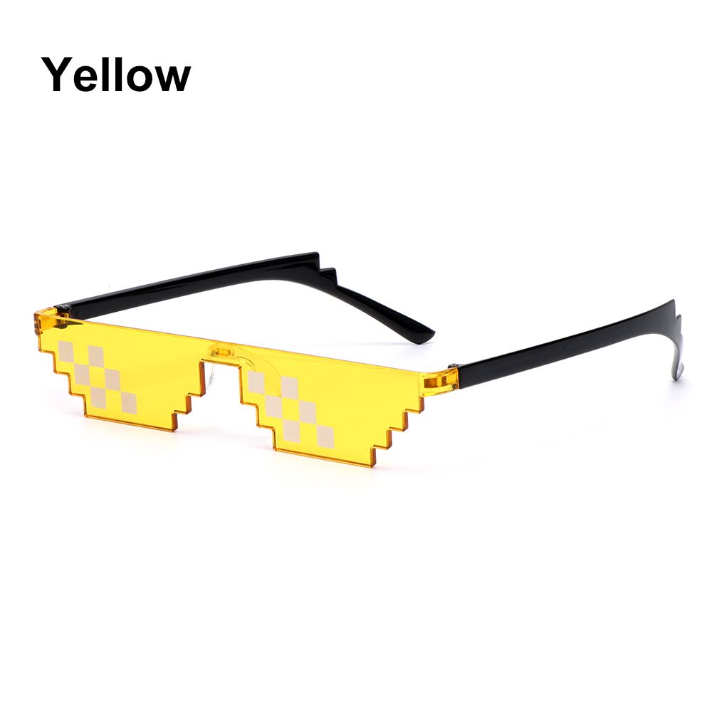 divertido mosaico gafas de sol Thug Life gafas de sol Pixel negro Retro Gamer Robot gafas de sol de cumpleaños Cosplay favores: YELLOW