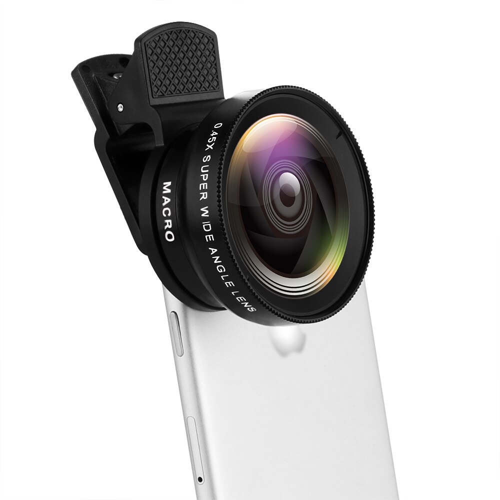 Mobile PhoneCamera Lens For IPhone Huawei Samsung Xiaomi 0.45X Wide Angle Len&12.5X Macro HD Camera Lens 2 In 1 Clip-On Lens