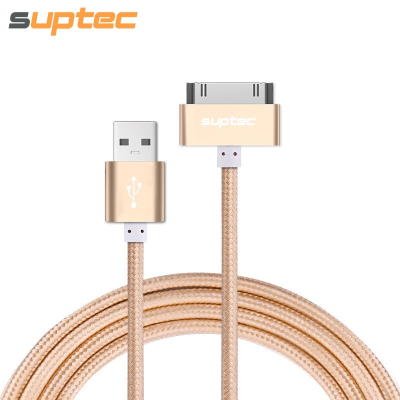 Cable USB SUPTEC para iPhone 4 4s, iPad 2 3, iPod de 30 Pines, Cable cargador de enchufe de Metal para iPhone 4, Cable de nailon para carga, Cable de datos