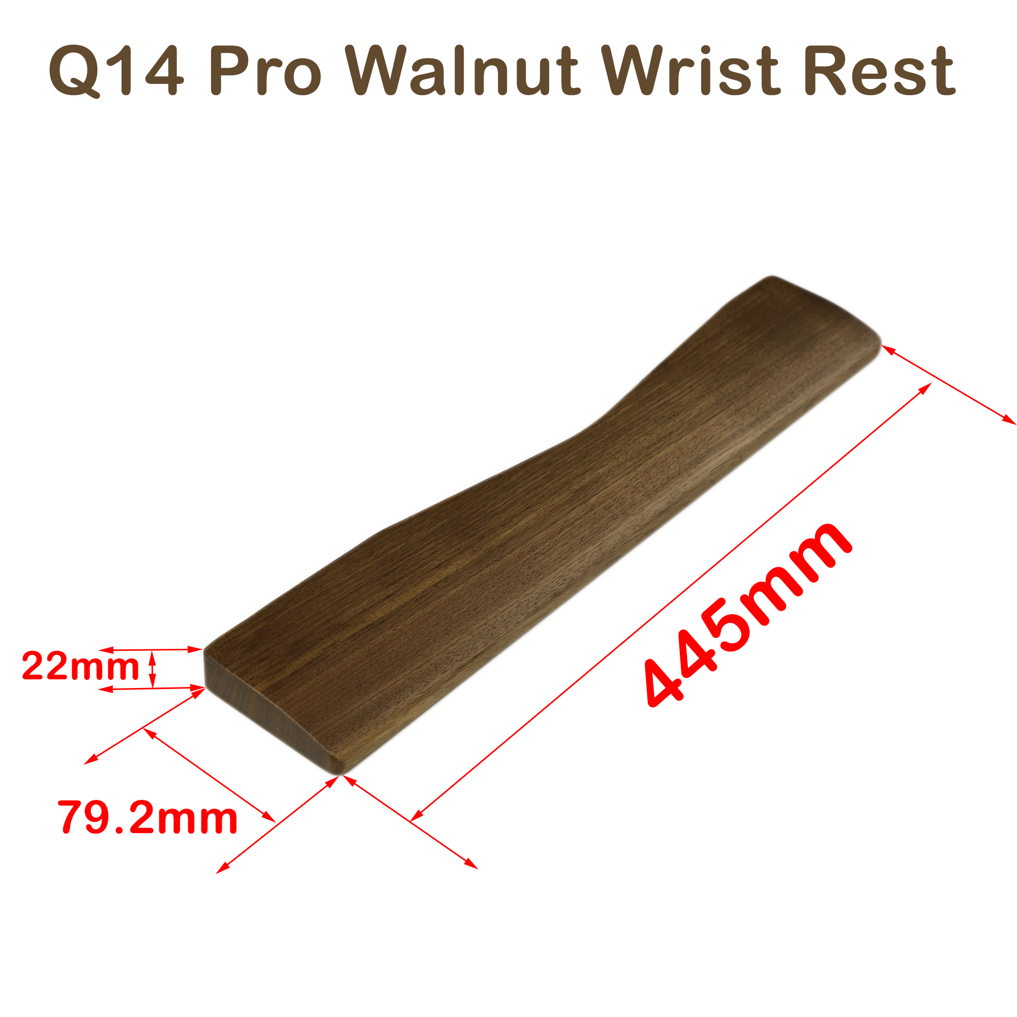 Houten polssteun massief hout walnoot voor Keychron Q14 Pro Q13 Pro K15 Pro: Black