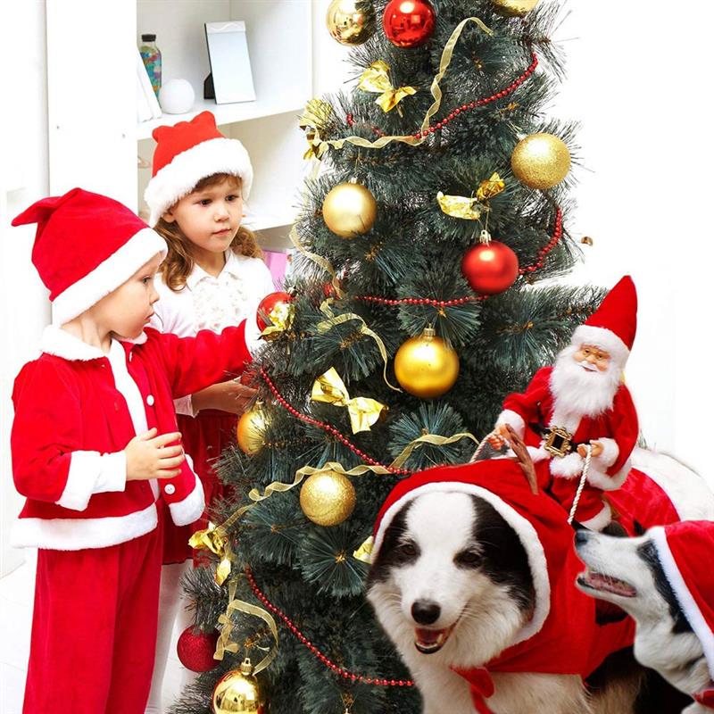 Disfraz navideño de perro, ropa de Papá Noel para montar a caballo, perro de Navidad con astas de renos, Gato lindo cálido, disfraces de Navidad para mascotas