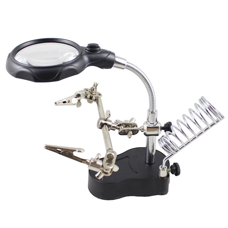 Desktop LED Light Reading Magnifier Electronic Inspection Repair Auxiliary Clip Magnifier 16126-A
