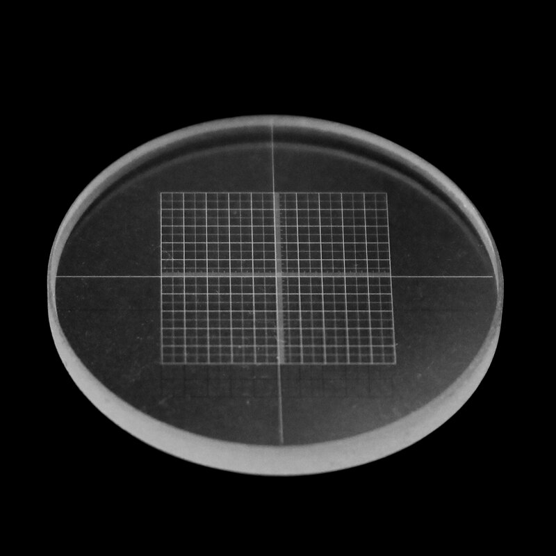 Højpræcisionsmikroskop okular okulært mikrometer diameter 20 mm/ 24 mm div = 0.1 net type dias med gitter tværskala reticle
