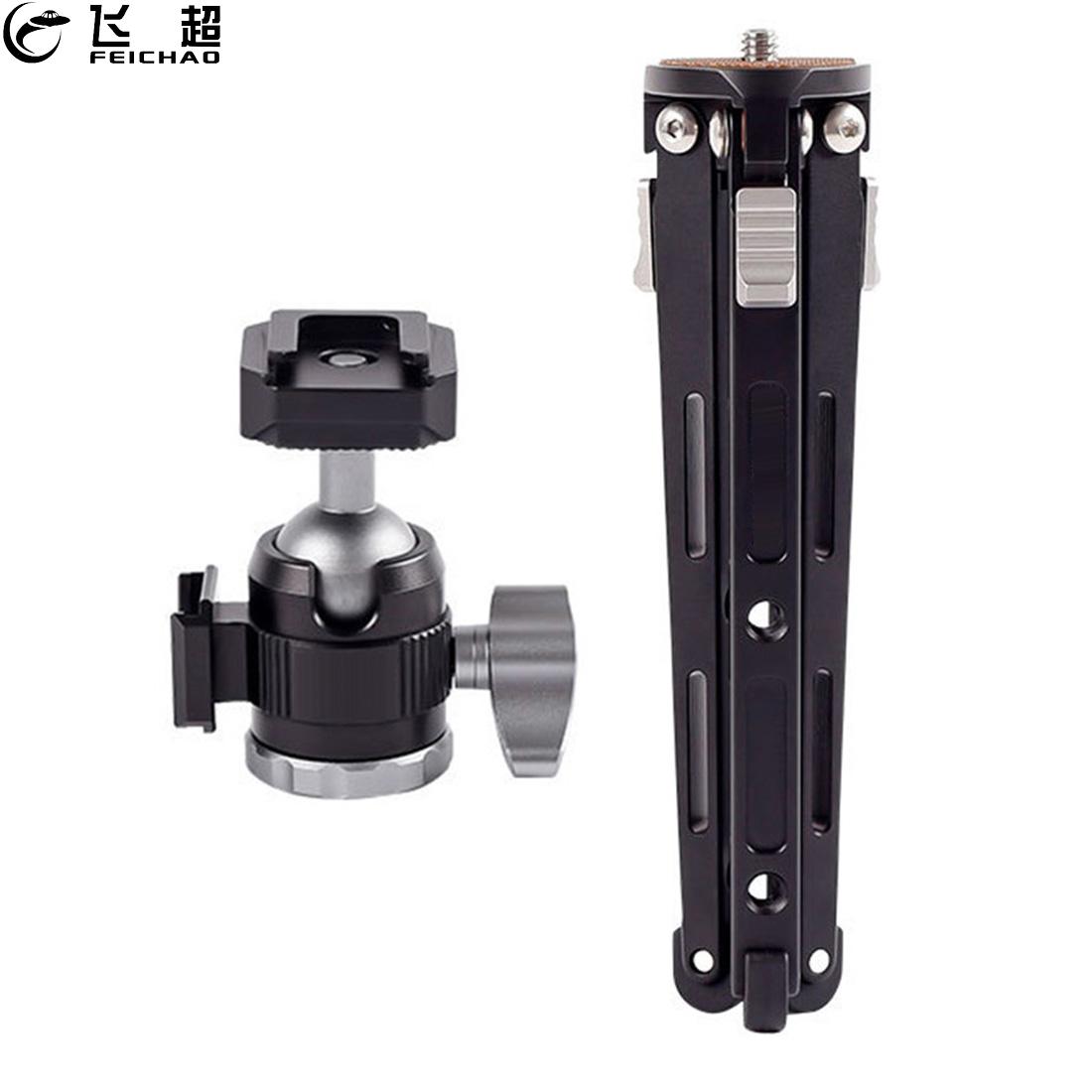 Mini trípode + cabezal de bola giratorio de 360 grados, soporte de vídeo con zapata Dual para cámara DSLR, micrófono, luz de relleno