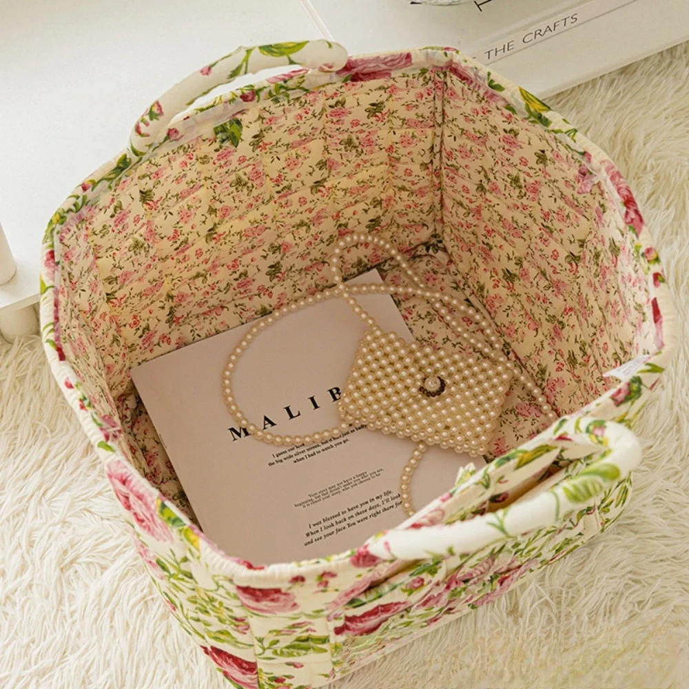 Fabric Storage Basket Washable Storage Baskets Foldable Underwear'S Organizer Frame Pastoral Style Stackable Sundries Container