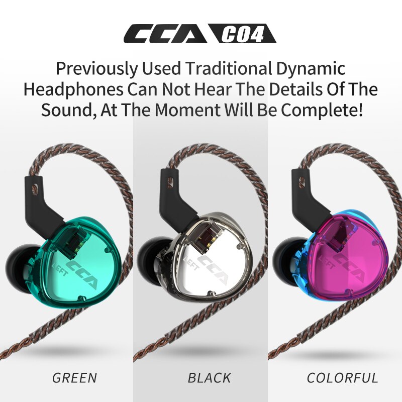 CCA C04 1BA + 1DD Anker Dual Fahrer Kopfhörer Abnehmbare Kabel In Ohr Audio Monitore Ear HiFi Musik Sport