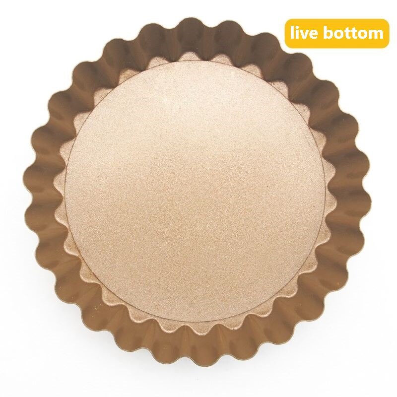 Non-stick egg tart pie pan mold pie pizza cake round mold removable loose bottom groove heavy pie pan baking pan: MULTI