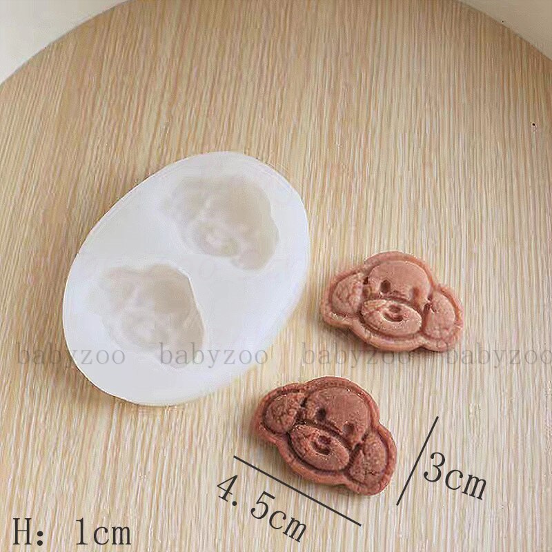 Vierkante Cake Embryo Silicone Mold Cake Kaars Decoratie Beer Puppy Biscuit Brood Embryo Raspberry Mold: C-mold